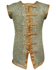 Caballero Medieval Hauberk Cosplay túnica armadura recreación disfraz acero suave plano remachado Chainmail camisa arandela artesanías de Metal - Product Image 1