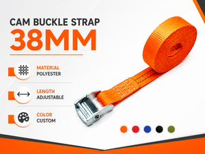 Sangle d'arrimage à boucle à came en polyester PES de 38 mm de qualité supérieure, 450 kg, sans crochet, certifiée CE pour le transport de marchandises sur camion - Product Image 4