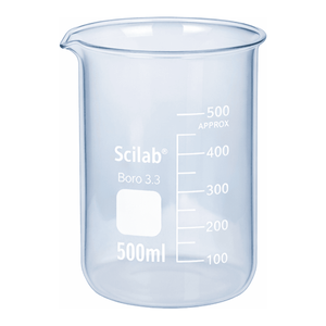 Béchers en verre borosilicate SciLab 500 ml et 100 ml avec bec verseur et graduation pour usage en laboratoire - Product Image 3