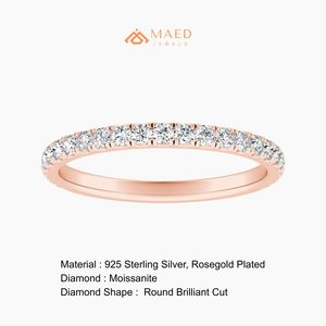 Anillo de Compromiso y Matrimonio de Eternidad con Moissanita en Plata Chapada en Oro Rosa, Engaste de Garras, Joyería Nupcial de Lujo para Mujer - Product Image 6