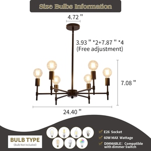 Wholesale Modern Sputnik Chandelier Bulk Minimalist Matte Black Pendant <b>Light</b> Factory Price Retro <b>Edison</b> <b>Bulb</b> Hanging Lamp - Product Image 5