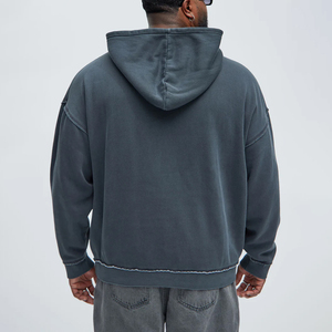 Fashion Custom Logo Men's <b>Hoodie</b> Pullover 100% Organic Cotton <b>Plain</b> <b>Hoodie</b> Mens Vintage <b>Hoodie</b> Washed Heavyweight Blank - Product Image 2
