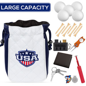 Pochette pliable en cuir PU pour balles de golf, sac matelassé à cordon pour tees de golf, accessoire de sport portable pour le parcours - Product Image 2