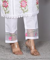 NIYANI Kurta Katun Putih Tradisional Musim Panas Cepat Kering Anti Kusut Regular Fit Sepasang Salwar Kameez Wanita untuk Diwali Pernikahan