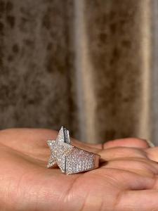 Luxury Iced Out Star <b>Ring</b> With Moissanite Stones Hip Hop <b>Statement</b> <b>Ring</b> For Women Men Shiny Bling Party Jewelry Gift Idea - Product Image 4