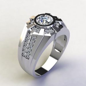 925 <b>Silver</b> Zircon <b>Ring</b> Round Center Stone Bezel <b>Set</b> Wedding Band Bridal Jewelry for Women - Product Image 1