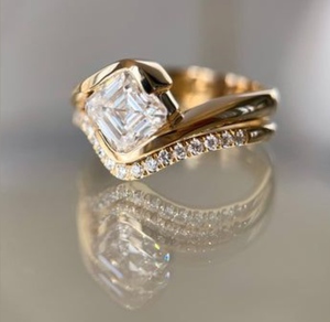 แหวนหมั้นเพชรทรง Asscher 2.00 กะรัต ทองคำขาว 18K สำหรับผู้หญิง ได้รับการรับรองจาก IGI สไตล์คลาสสิก เหมาะสำหรับสวมใส่ทุกวัน เป็นของขวัญ - Product Image 3