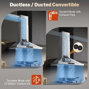 Cappa da cucina a parete da 24 pollici, con o senza condotto, 450 CFM, in acciaio inossidabile, con controlli touch a rilevamento gestuale - Product Image 6