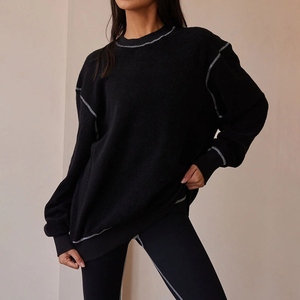 Sweat-shirts à capuche doublés en tricot personnalisables pour femmes – Collection Hiver/Automne/Printemps – Style décontracté et moderne pour le streetwear - Product Image 1
