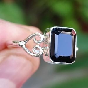 Black Onyx <b>Ring</b> 925 Sterling <b>Silver</b> Handmade Boho <b>Statement</b> Promise <b>Ring</b> for Women Natural Black Onyx Cushion July Birthstone - Product Image 2