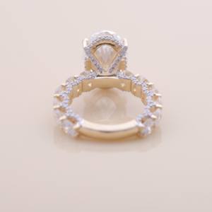 IGI Certified Oval Cut Lab Grown Diamond Halo Engagement And Wedding Ring in <b>Solid</b> 925 Sterling <b>Silver</b> with Diamond Band - Product Image 4