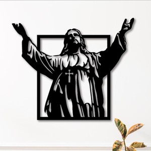 Jesus christians here laser cut wooden mdf wall art home <b>decor</b> prayer religious top seller new - Product Image 2