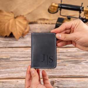 Tarjetero de Cuero Personalizado con Tirador, Bloqueo RFID, Delgado, para Tarjetas de Crédito, Cartera de Bolsillo de Acceso Rápido para Hombre LNCR-0035 - Product Image 2