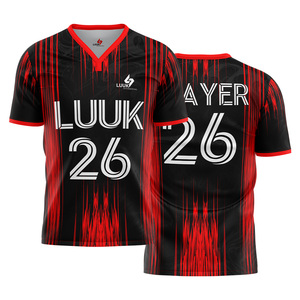 Maillot de football camouflage rouge pour homme, manches courtes, sublimé, 100 % polyester respirant, col rond, nom du joueur imprimé au dos - Product Image 3