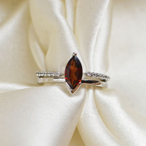 <b>Garnet</b> Marquise Cut Luxury Bridal <b>Ring</b> 925 Sterling <b>Silver</b> Handmade Gemstone <b>Ring</b> January Birthstone Wedding Engagement Party - Product Image 1