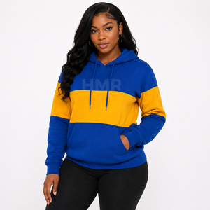 Sudadera con Capucha HMR Sorority Sisterhood en Bloques de Color Azul y Amarillo, Sudadera Informal de Algodón con Diseño de Logotipo Personalizado en la Parte Delantera - Product Image 3