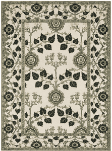 Alfombra Oriental Persa de Lana Negra y Dorada de Estilo Vintage con Borde Floral Decorativo y Diseño de Árbol de la Vida - Product Image 4