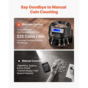 Compteur de pièces en plastique 5 coupures de monnaie, trieuse précise, capacité de 225 pièces/min, pour devises étrangères (USD) - Product Image 4