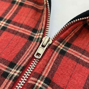 Premium Red Black Plaid Zip Up Hoodie <b>Flannel</b> Pattern Attached Hood Full Zip Long Sleeve Casual Overshirt <b>Jacket</b> Streetwear - Product Image 5