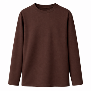 Camiseta de Manga Larga para Hombre, Cuello Redondo, 100% Algodón, Sólida, Casual, Holgada, Tejida, Transpirable, con Logotipo Personalizado OEM - Product Image 1