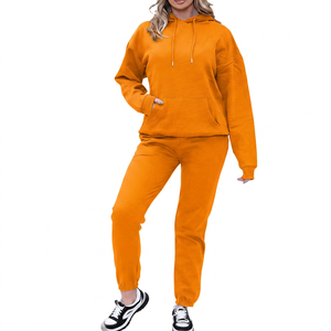 Sudadera con capucha y pantalones de talla grande para mujer, chándal informal holgado de algodón de longitud completa para otoño - Product Image 2