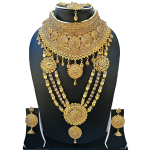 Ethnic Gold Plated <b>Crystal</b> Kundan Necklace Earrings Bracelet <b>Set</b> Women's Wedding Jewelry Fashion Alloy Jewelry <b>Sets</b> - Product Image 1