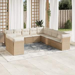 Conjunto de Sofás de Jardín de Ratán Moderno, 6 Plazas, Resistente a la Intemperie, Diseño Contemporáneo en Color Beige - Product Image 3
