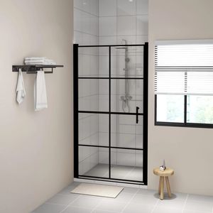 Puertas de ducha de vidrio templado negro 39,4 \ "x70.1 \" - Product Image 1