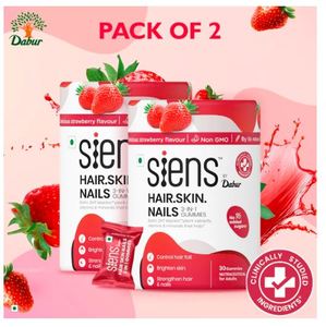 Gomitas Siens By Dabur 3 en 1 para Cabello, Piel y Uñas, Aclara la Piel, Controla la Caída del Cabello, Fortalece el Cabello y las Uñas, Paquete de 2 - Product Image 1