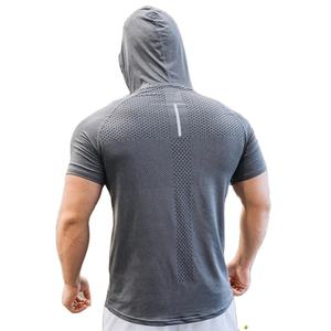 Camiseta de entrenamiento de manga corta de secado rápido para hombre, Sudadera con capucha para correr para culturismo y gimnasio, ropa deportiva y sudaderas - Product Image 6