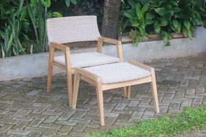Reposapiés con Estructura de Madera de Teca Sólida y Tejido de Ratán Sintético Hecho a Mano con Acabado Bien Pulido - Product Image 5