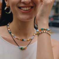 Collier J&D en Amazonite, pierre naturelle, perles colorées, acier inoxydable plaqué or 18 carats, charme vintage CCB, cadeau pour femme, usage quotidien