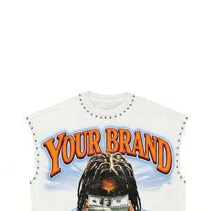 เสื้อยืดโอเวอร์ไซส์คอกลมแขนกุดลายกราฟิกสตรีทแวร์คุณภาพดีขายดีที่สุด ระบายอากาศได้ดี - Product Image 4
