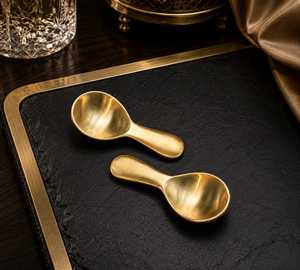 Luxury Handcrafted <b>Brushed</b> for Gold Plated Metal Serving Spoon Set for Party - Product Image 3