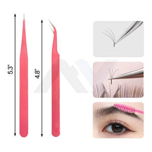 Ensemble de pinces professionnelles pour extensions de cils, 2 pièces, pinces de précision à pointe droite et courbée pour une pose d'extensions de cils impeccable - Product Image 3