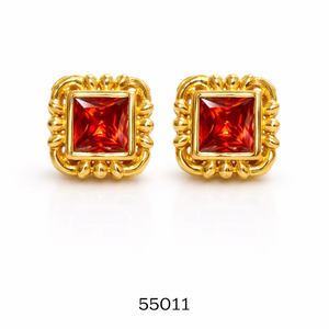 Boucles d'oreilles élégantes ovales en corail taille Asscher plaquées platine/or pour un usage quotidien et pour les occasions spéciales - Product Image 2