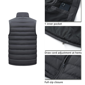 Chaleco Acolchado Color Borgoña para Hombre GENERSA SPORTS, Cuello Alto, Color Sólido, Poliéster, Ropa Exterior Informal de Invierno, Resistente al Viento - Product Image 2