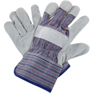 Gants de travail robustes en cuir de vachette fendu, dos en coton rayé, manchette de sécurité caoutchoutée, pour la construction industrielle, certifiés CE 11 - Product Image 1
