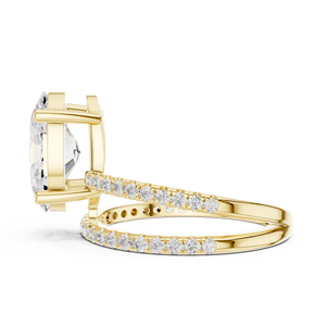 Anillo de compromiso y aniversario clásico de doble banda Aries Jewel con diamante ovalado de 3 CT cultivado en laboratorio, oro macizo de 14K y 18K - Product Image 2