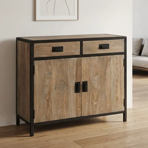 Table de chevet scandinave Veloz en teck massif, armoire à tiroirs en bois minimaliste pour chambre à coucher, entrepôt, villa de luxe, hôtel - Product Image 1