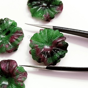 Pierre précieuse sculptée à la main en Zoisite Rubis AAA, motif fleur, 20 mm, cristal de rubis, pierre brute pour la fabrication de bijoux, prix de gros en vrac - Product Image 6