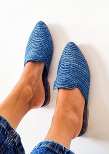 Babouches en raphia faites à la main : pantoufles marocaines en cuir, mules d'été - Product Image 2