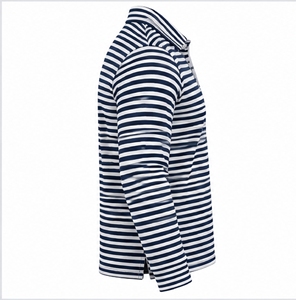 Index Apparel Men's Long Sleeve <b>Polo</b> <b>Shirt</b> <b>Navy</b> Blue Striped Button Front Collar - Product Image 6