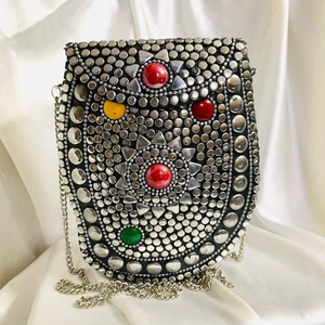 Indian Vintage Style Handmade High Grade Brass Handbags for Women <b>Silver</b> Plated Handicraft Clutches by HF Crafts by HF CRAFTS - Product Image 5