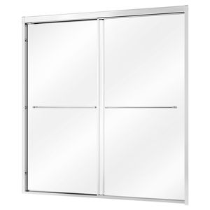 Puerta de Ducha Corredera Semiframeless de 60" de Ancho x 60" de Alto, Vidrio Templado Transparente de 1/4 de Pulgada, Marco Delgado de Aluminio - Product Image 1