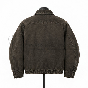 Veste en jean délavé pour homme personnalisée avec patch en chenille, fermeture éclair, style streetwear, vente en gros, fabricant OEM ODM - Product Image 2