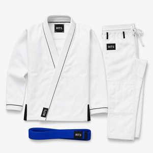 Rits Enterprises <span class=keywords><strong>RE</strong></span>-BJJU-001 Kimono per Brazilian Jiu Jitsu, Traspirante e Resistente, Set Uniforme BJJ 300g Poliestere/Cotone - Product Image 2