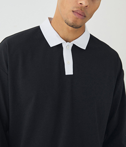 Custom made polo <b>T</b>-<b>shirt</b> for men solid color contrast <b>collar</b> long sleeve 100% cotton loose fit custom printed Polo <b>t</b>-<b>shirt</b> - Product Image 2