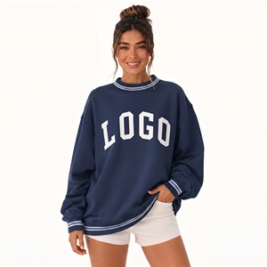 Custom Logo Women's Soft Cotton Mock Neck Streetwear Embroidered <b>Jumper</b> Fleece Oversized Pullover Women Mockneck Sweatshirt - Product Image 1