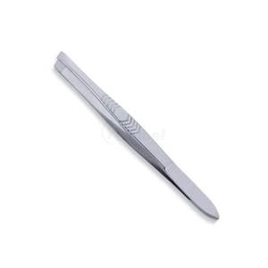 Pinza para Cejas Plateada Mate con Punta Inclinada de Acero Inoxidable, Depiladora Profesional OEM - Product Image 2